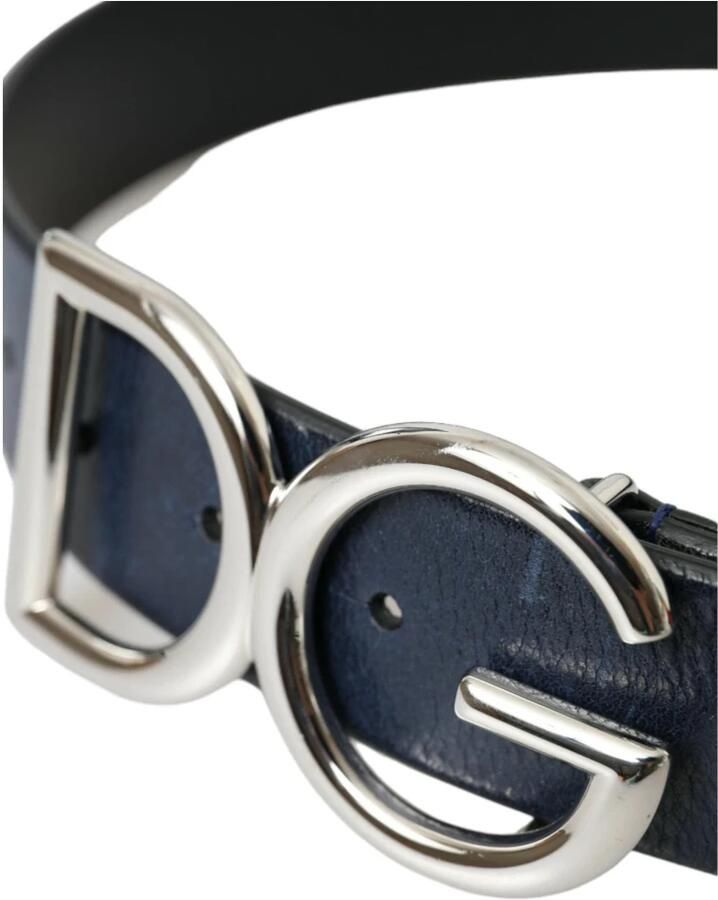 Dolce & Gabbana Blauw Leren Logo Gesp Riem Blue Heren - Foto 2