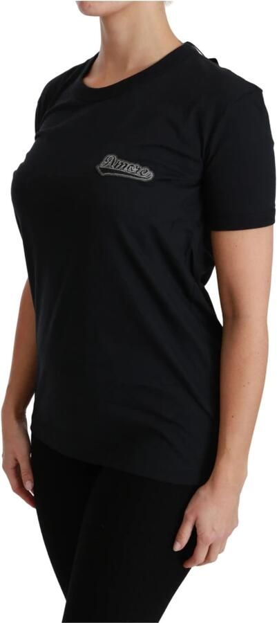 Dolce & Gabbana Blauwe Amore Patch Crewneck Katoenen Top T-shirt Blue Dames - Foto 5