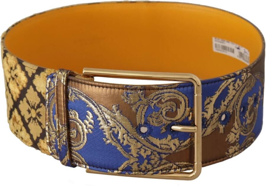Dolce & Gabbana Blauwe bloemen patchwork leren riem Blauw Dames