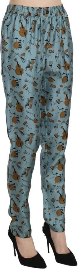 Dolce & Gabbana Blue Musical Instruments Print Tapered Pants Blauw Dames - Foto 4