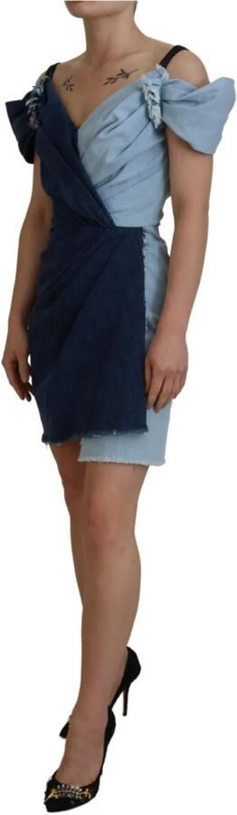 Dolce & Gabbana Twee-tone blauwe patchwork denim mini-jurk Blue Dames - Foto 6