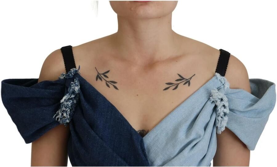 Dolce & Gabbana Twee-tone blauwe patchwork denim mini-jurk Blue Dames - Foto 4