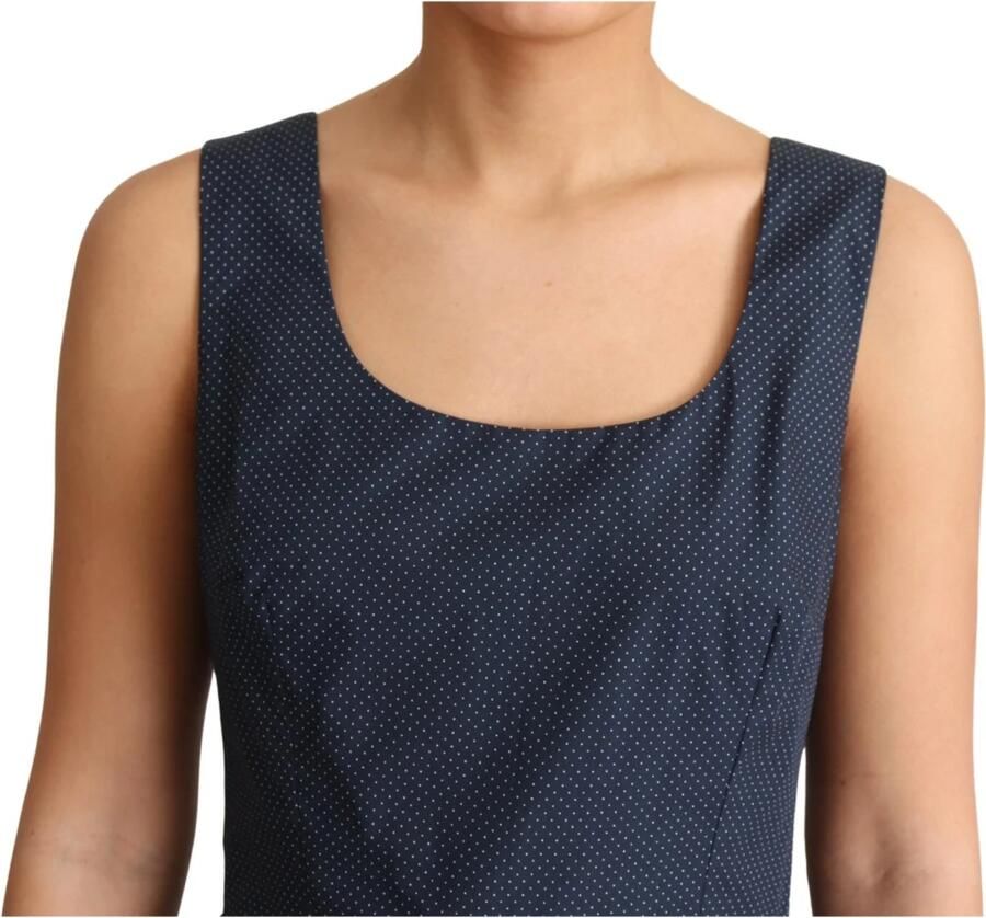 Dolce & Gabbana Blauwe gepolka dotte katoenen A-lijn jurk Blue Dames