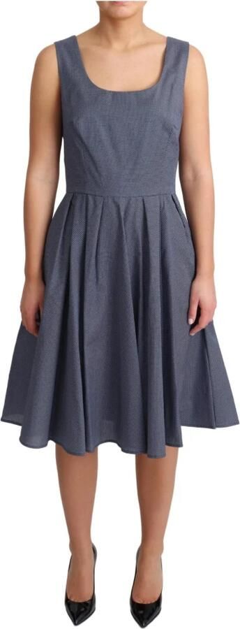 Dolce & Gabbana Blauwe gepolka dotte katoenen A-lijn jurk Blue Dames - Foto 7