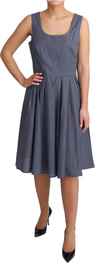 Dolce & Gabbana Blauwe gepolka dotte katoenen A-lijn jurk Blue Dames - Foto 3