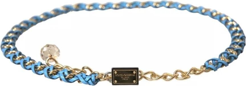 Dolce & Gabbana Blauwe Gevlochten Gouden Ketting Taille Riem Blue Dames - Foto 4