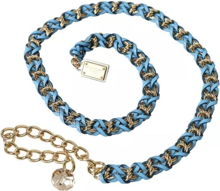 Dolce & Gabbana Blauwe Gevlochten Gouden Ketting Taille Riem Blue Dames - Foto 3