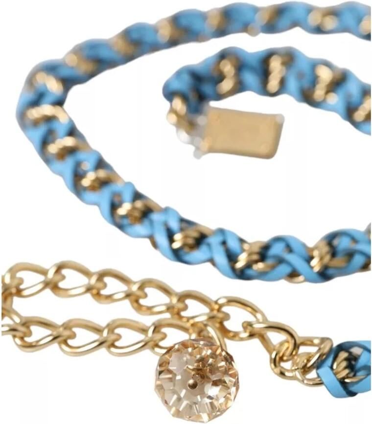 Dolce & Gabbana Blauwe Gevlochten Gouden Ketting Taille Riem Blue Dames - Foto 2