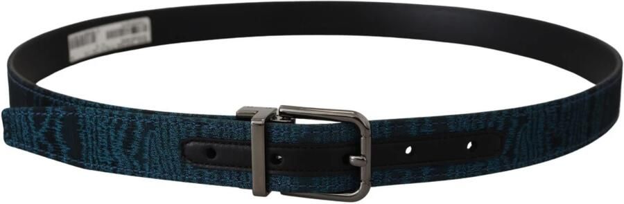 Dolce & Gabbana Blauwe Jacquard Moire Zilveren Metalen Gesp Heren Riem Blue Heren - Foto 5
