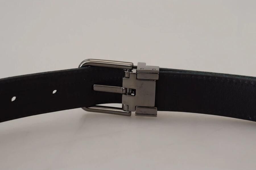 Dolce & Gabbana Blauwe Jacquard Moire Zilveren Metalen Gesp Heren Riem Blue Heren - Foto 2