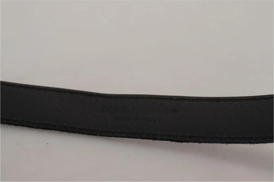 Dolce & Gabbana Blauw Jacquard Gestreepte Zilveren Gesp Riem Blue Heren - Foto 3