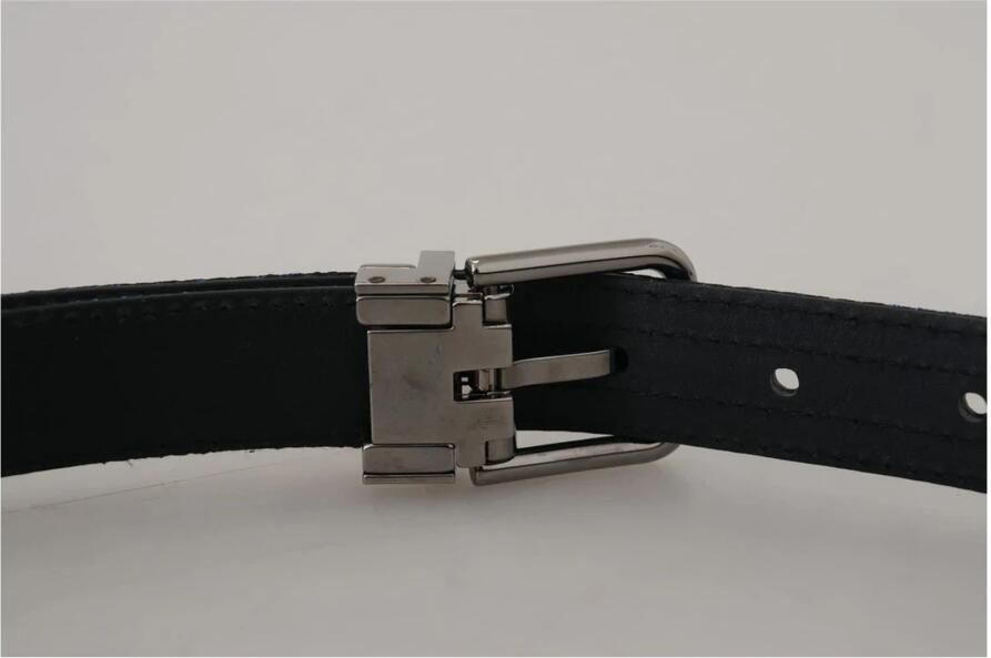 Dolce & Gabbana Blauw Jacquard Gestreepte Zilveren Gesp Riem Blue Heren - Foto 2