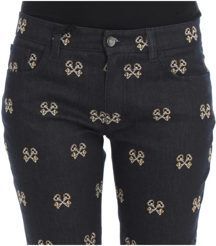Dolce & Gabbana Blauwe Key Geborduurde Slim Fit Kate Jeans Blauw Dames