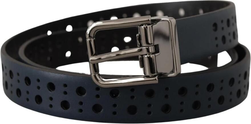 Dolce & Gabbana Blauwe leren riem met perforaties Blue Heren