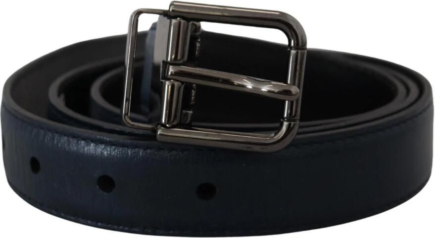 Dolce & Gabbana Blauwe Leren Vintage Riem met Zilveren Metalen Gesp Blue Heren - Foto 4