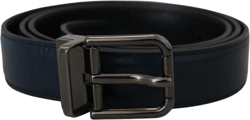 Dolce & Gabbana Blauwe Leren Vintage Riem met Zilveren Metalen Gesp Blue Heren - Foto 5