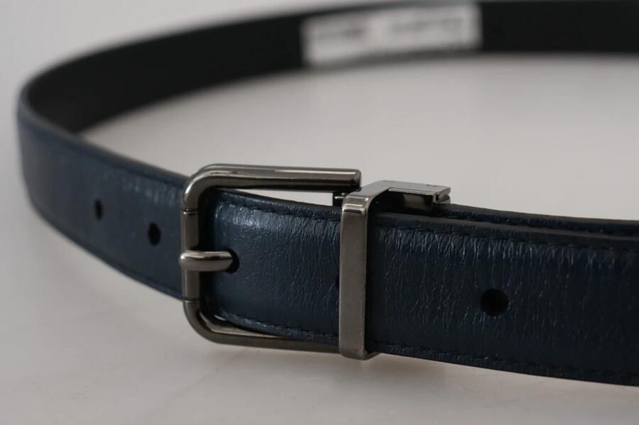 Dolce & Gabbana Blauwe Leren Vintage Riem met Zilveren Metalen Gesp Blue Heren - Foto 2