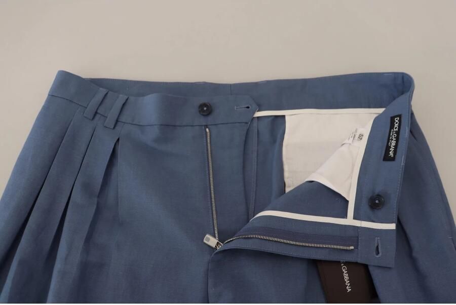 Dolce & Gabbana Blauwe Linnen Chino Heren Formele Broek Blue Heren