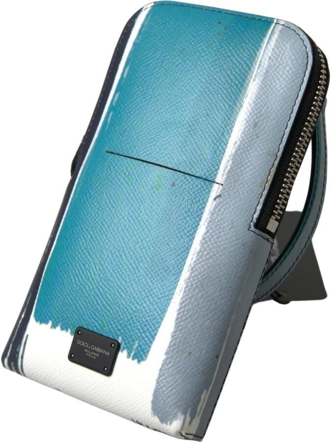 Dolce & Gabbana Blauwe Luipaard Leren Heren Crossbody Telefoontas Multicolor Heren - Foto 6