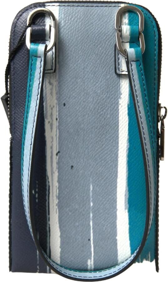 Dolce & Gabbana Blauwe Luipaard Leren Heren Crossbody Telefoontas Multicolor Heren - Foto 4