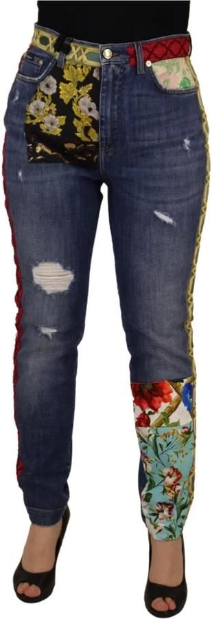 D&G Broek D&G Dolce Gabbana Floral Patch Jeans Distressed Denim - Foto 7