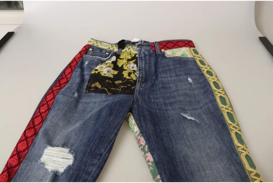 D&G Broek D&G Dolce Gabbana Floral Patch Jeans Distressed Denim - Foto 2