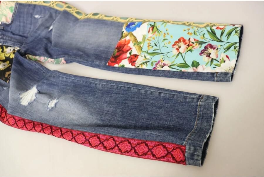 D&G Broek D&G Dolce Gabbana Floral Patch Jeans Distressed Denim - Foto 3
