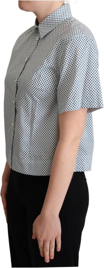 Dolce & Gabbana Blauw-witte gestippelde katoenen overhemd Blue Dames - Foto 3