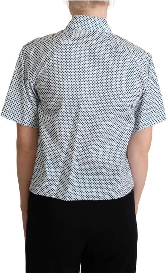 Dolce & Gabbana Blauw-witte gestippelde katoenen overhemd Blue Dames - Foto 2