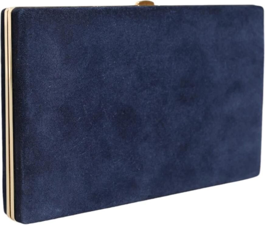 Dolce & Gabbana Blauwe Suède Clutch met Kaartsleuven Blue Dames