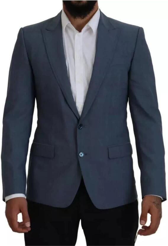 Dolce & Gabbana Blauwe Wol Stretch Slim Fit Jas Blue Heren - Foto 6