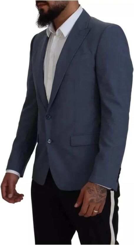 Dolce & Gabbana Blauwe Wol Stretch Slim Fit Jas Blue Heren - Foto 5