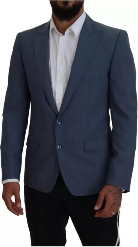 Dolce & Gabbana Blauwe Wol Stretch Slim Fit Jas Blue Heren - Foto 4