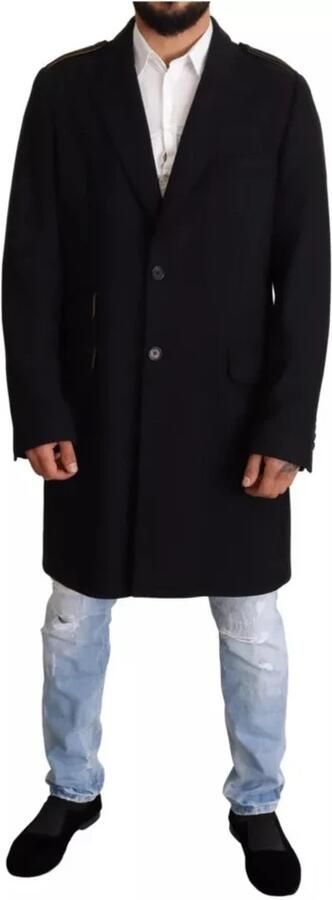 Dolce & Gabbana Blauwe Wollen Trenchcoat met Gouden Zijde Blue Heren - Foto 5