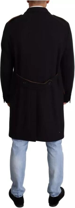 Dolce & Gabbana Blauwe Wollen Trenchcoat met Gouden Zijde Blue Heren - Foto 2