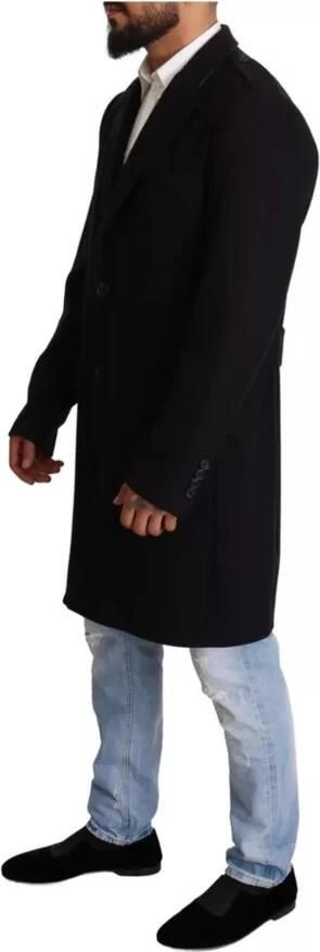 Dolce & Gabbana Blauwe Wollen Trenchcoat met Gouden Zijde Blue Heren - Foto 4