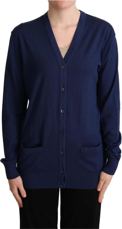 Dolce & Gabbana Blue Button Cardigan Virgin Wool Sweater Blauw - Foto 3