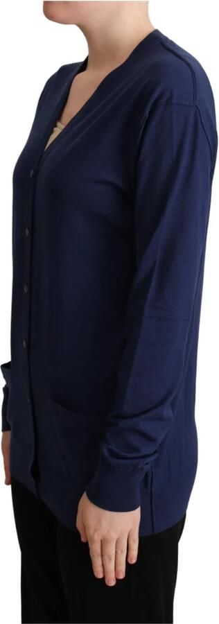 Dolce & Gabbana Blue Button Cardigan Virgin Wool Sweater Blauw - Foto 4