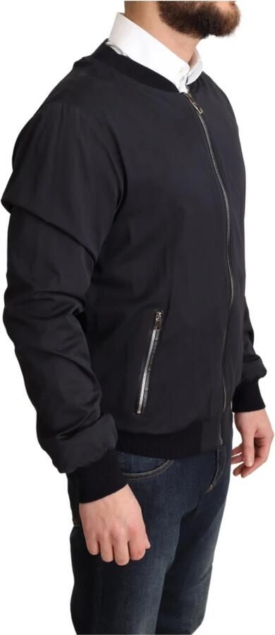 Dolce & Gabbana Blauwe Zijden Korte Bomber Heren Jas Blue Heren - Foto 3
