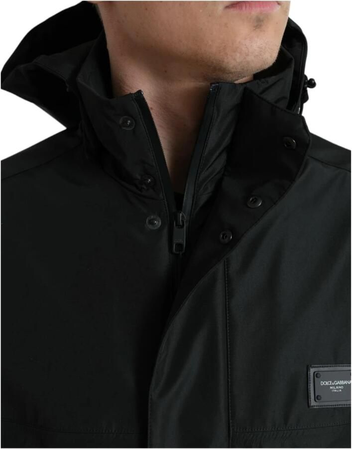 Dolce & Gabbana Zwarte Windbreaker Jas met Logodetails Black Heren - Foto 2