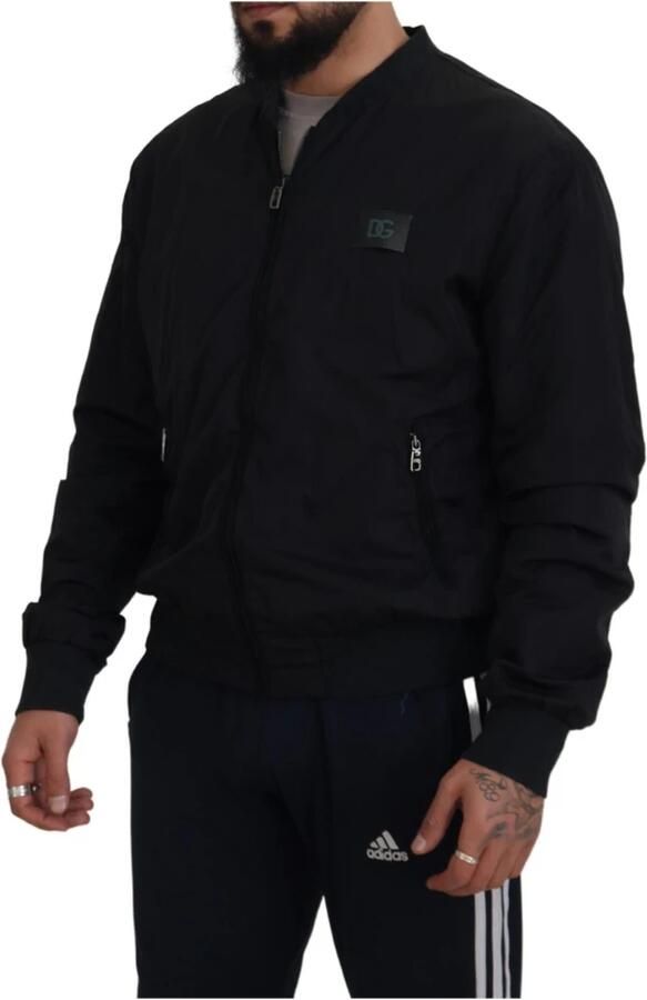 Dolce & Gabbana Zwarte Nylon Logo Bomber Jas Black Heren - Foto 7