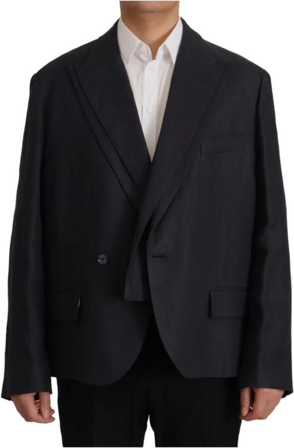 Dolce & Gabbana Prachtig Dubbelrij Blazer Jas met Logo Details Blauw Heren - Foto 5
