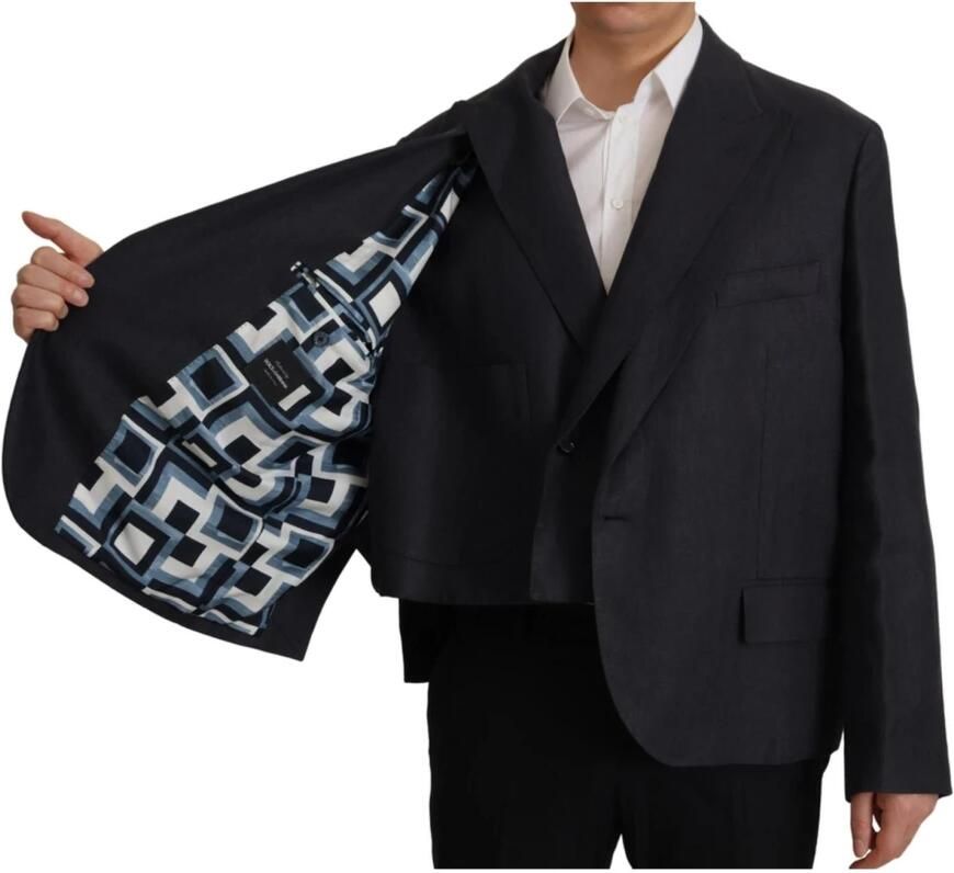 Dolce & Gabbana Prachtig Dubbelrij Blazer Jas met Logo Details Blauw Heren