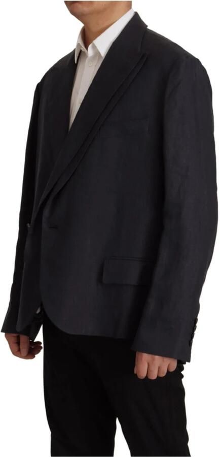 Dolce & Gabbana Prachtig Dubbelrij Blazer Jas met Logo Details Blauw Heren - Foto 4