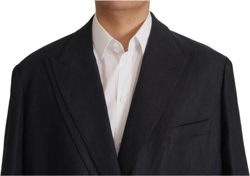 Dolce & Gabbana Prachtig Dubbelrij Blazer Jas met Logo Details Blauw Heren - Foto 3