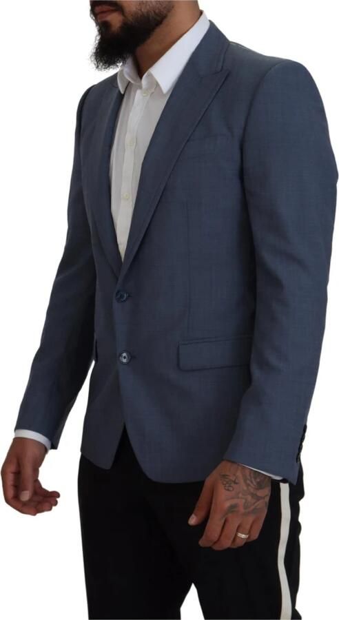 Dolce & Gabbana Blauwe Wol Stretch Slim Fit Jas Blue Heren - Foto 6