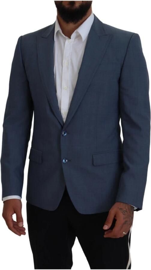 Dolce & Gabbana Blauwe Wol Stretch Slim Fit Jas Blue Heren - Foto 5