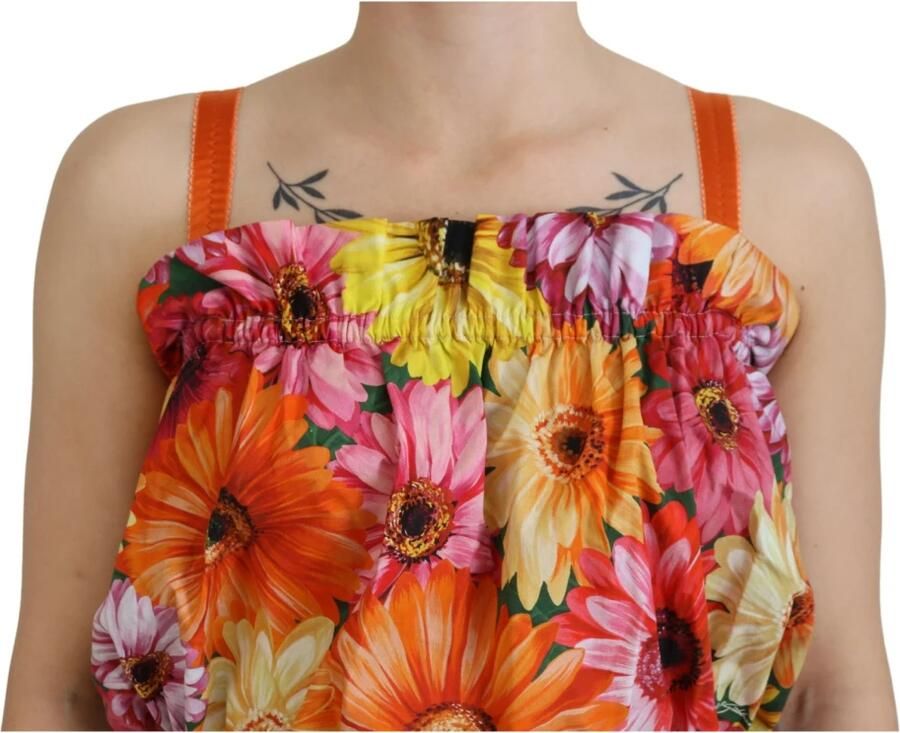 Dolce & Gabbana Bloemen Elegance Mouwloze Cropped Top Multicolor Dames