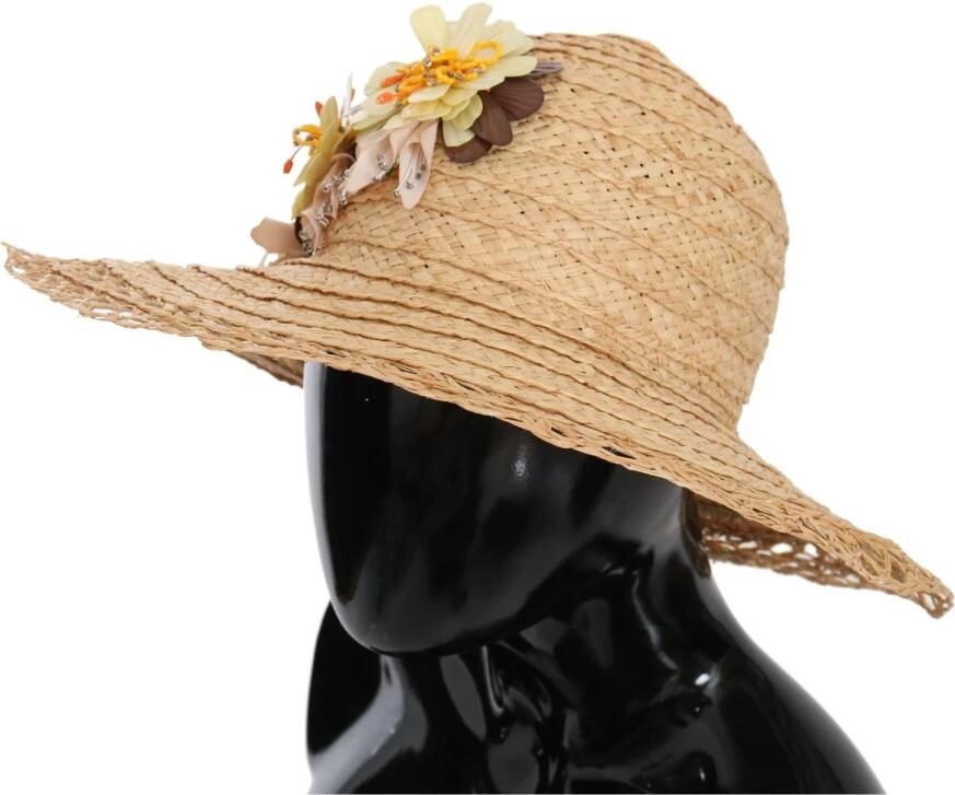 Dolce & Gabbana DG beige brede randbloem emmer capello hoed Beige Dames - Foto 4