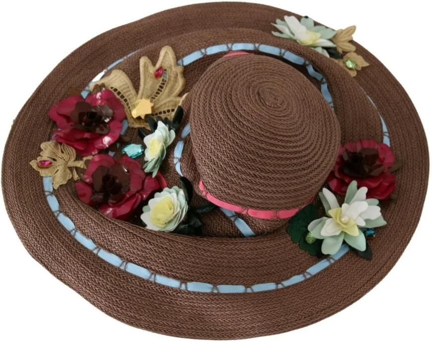 Dolce & Gabbana Elegante bloemen floppy hoed met brede rand Brown Dames - Foto 4